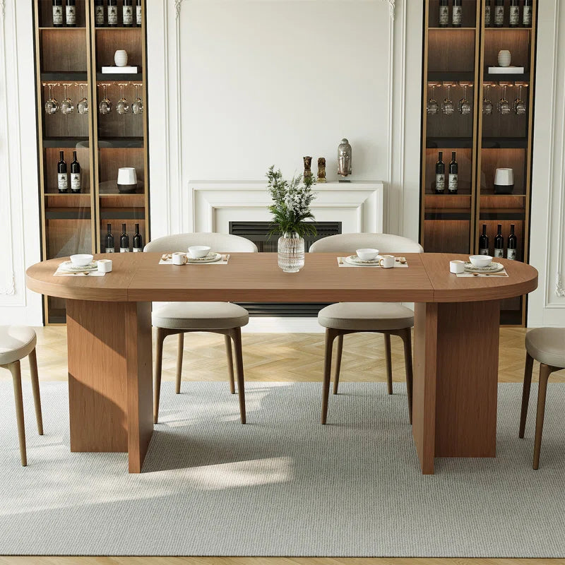70.87” Modern Oval Kitchen Dining Table for 6 People with Double Robust Pedestal