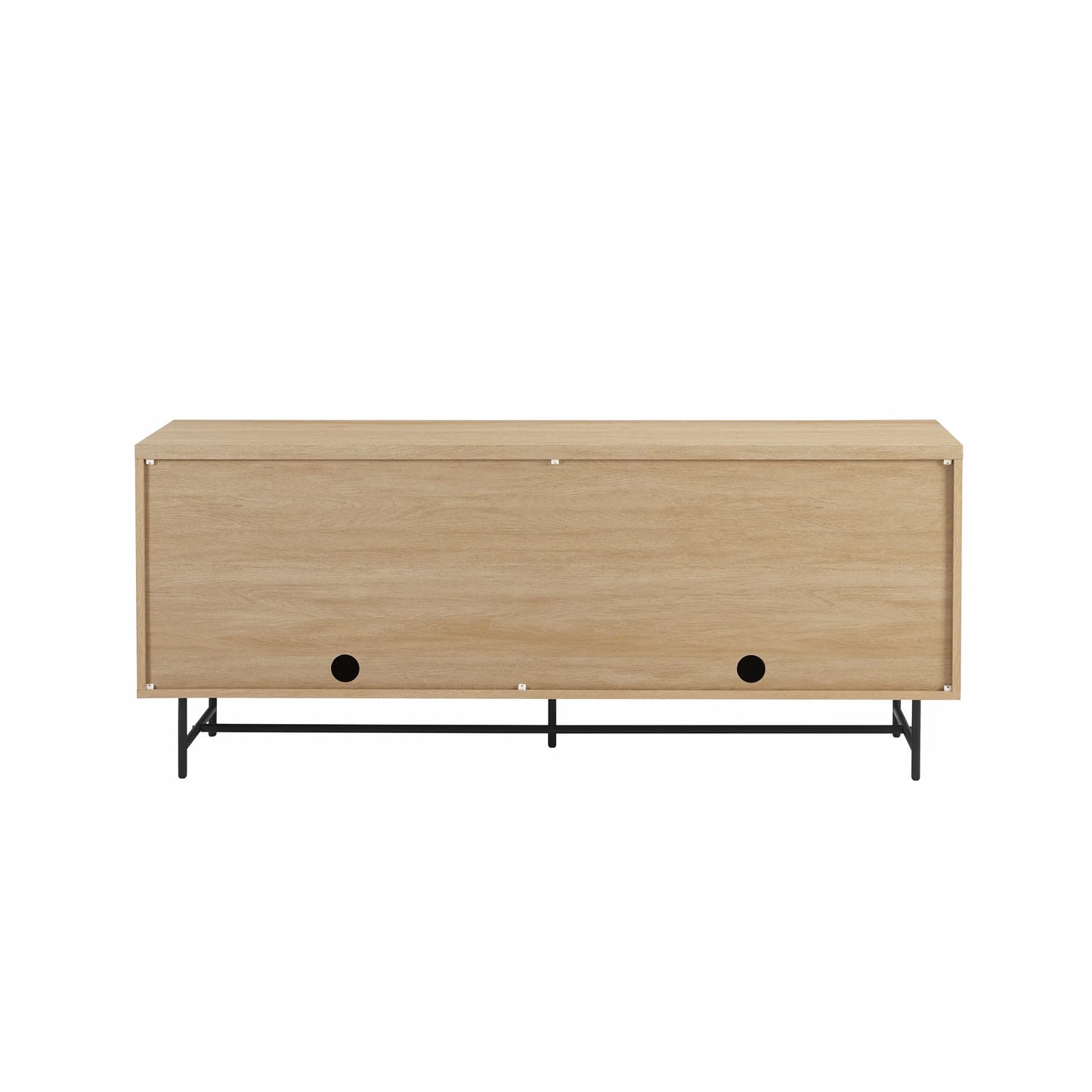 69” Scandinavian 4-Door Reeded-Front TV Stand for Tvs up to 75", Coastal Oak/Black