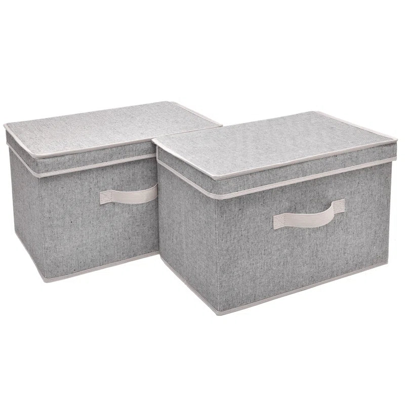 Set of 2 Storage Fabric Boxes with Lids