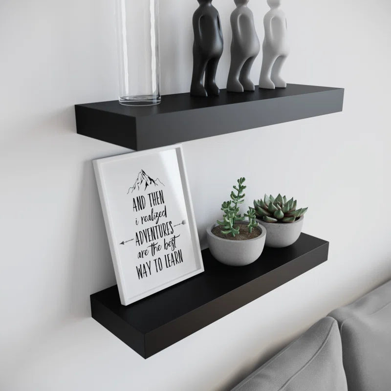 Elbur 23.6 Inch Wide Wood Floating Shelves, Wall Shelf Display Shelves for Bathroom/Kitchen/Bedroom/Living Room