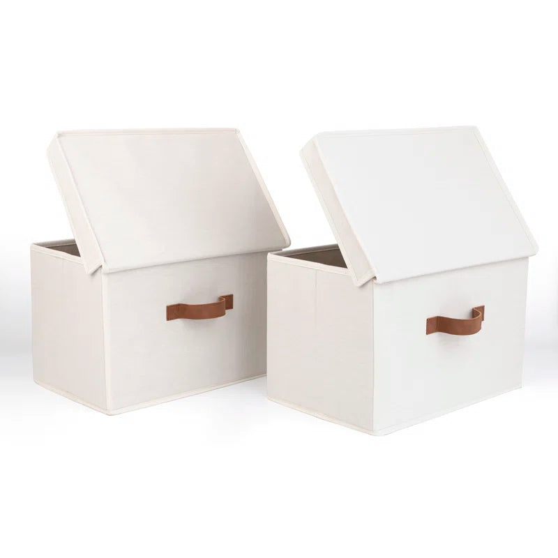 Set of 2 Storage Fabric Boxes with Lids