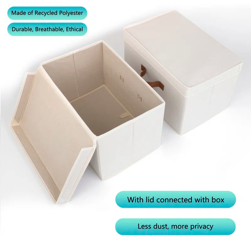 Set of 2 Storage Fabric Boxes with Lids