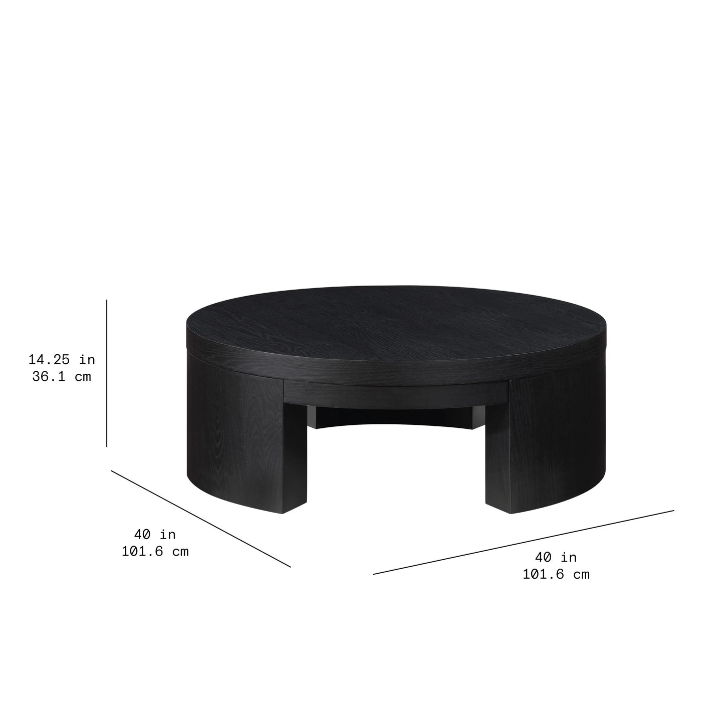 Mod round Coffee Table by Drew Barrymore, Black Wood Finish