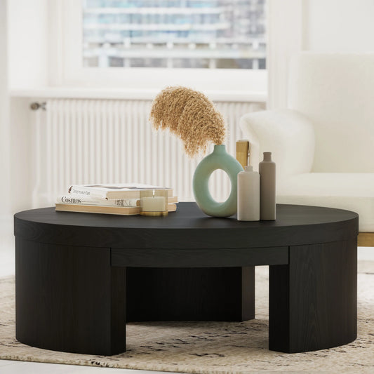 Mod round Coffee Table by Drew Barrymore, Black Wood Finish