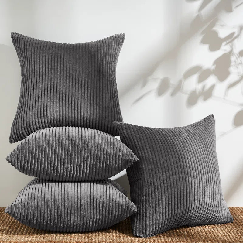 Striped Corduroy Pillow Cover Square Modern Gradient Pillow Cases for Sofa, Decorative Cushion Cover