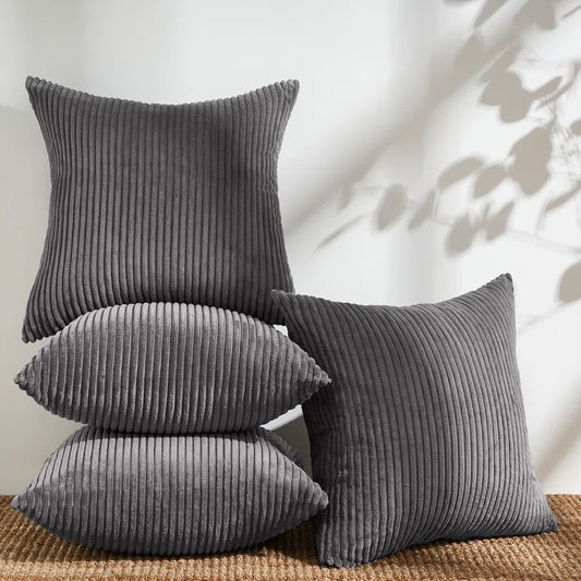 Striped Corduroy Pillow Cover Square Modern Gradient Pillow Cases for Sofa, Decorative Cushion Cover