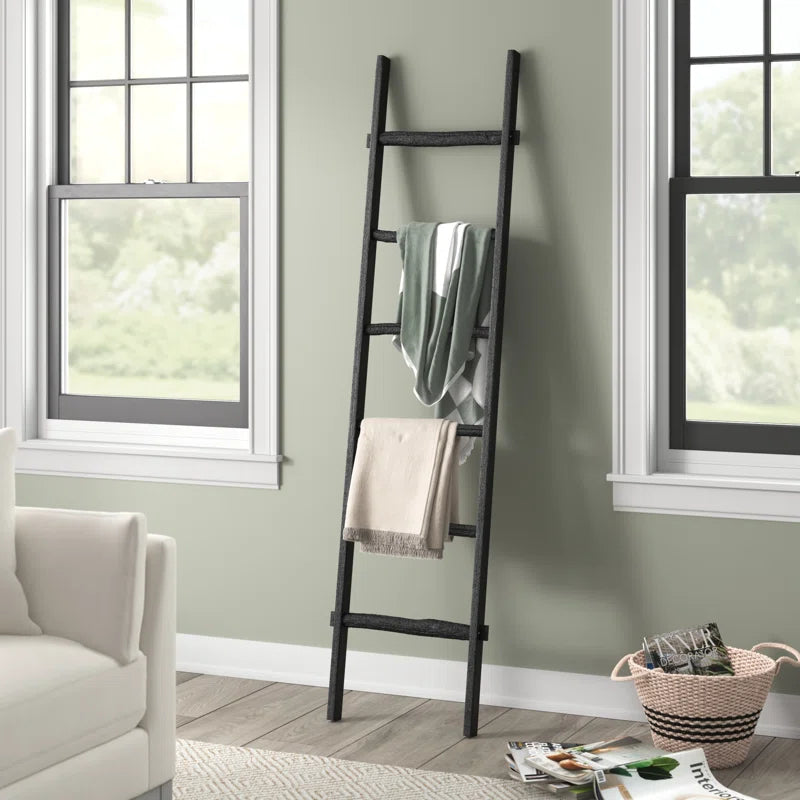 Rustic 6Ft Tall Blanket Ladder, Decorative Freestanding Ladder for Storage - 19" X 2" X 76"