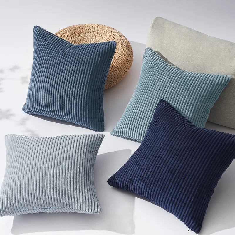 Striped Corduroy Pillow Cover Square Modern Gradient Pillow Cases for Sofa, Decorative Cushion Cover