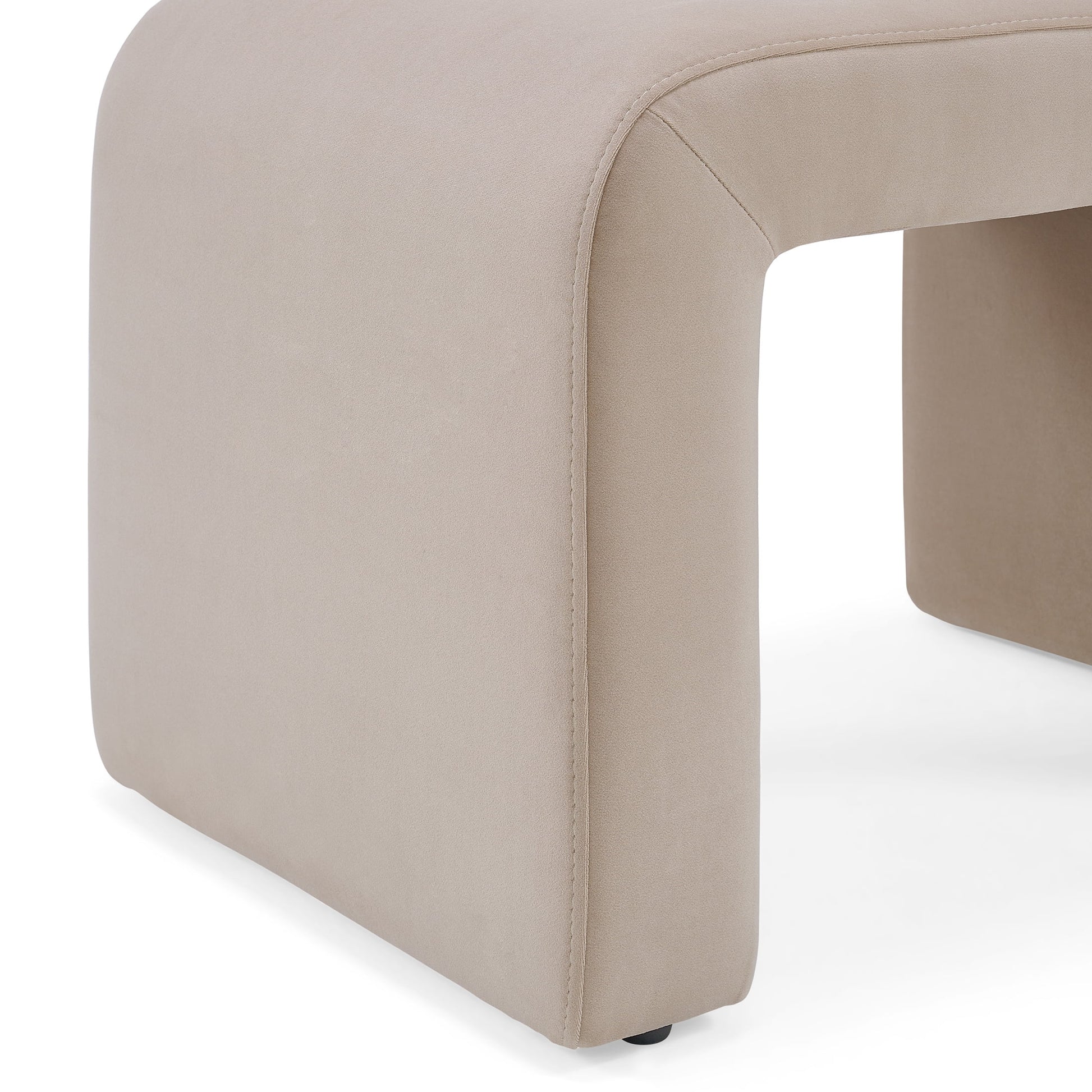 Juliet Velvet Waterfall Ottoman, Beige