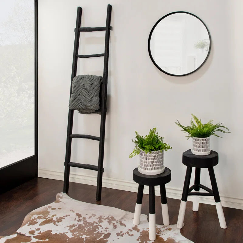 Rustic 6Ft Tall Blanket Ladder, Decorative Freestanding Ladder for Storage - 19" X 2" X 76"