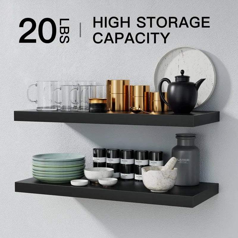 Elbur 23.6 Inch Wide Wood Floating Shelves, Wall Shelf Display Shelves for Bathroom/Kitchen/Bedroom/Living Room