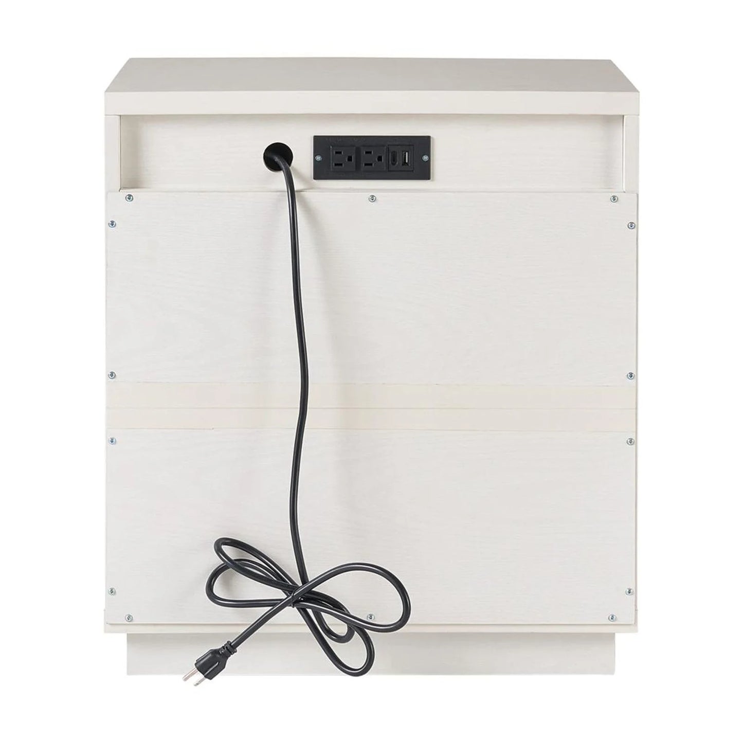 Lillian Fluted 2-Drawer Nightstand with USB, White Finish