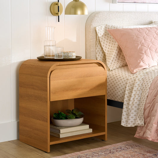 Juliet Nightstand with USB, Light Honey Finish