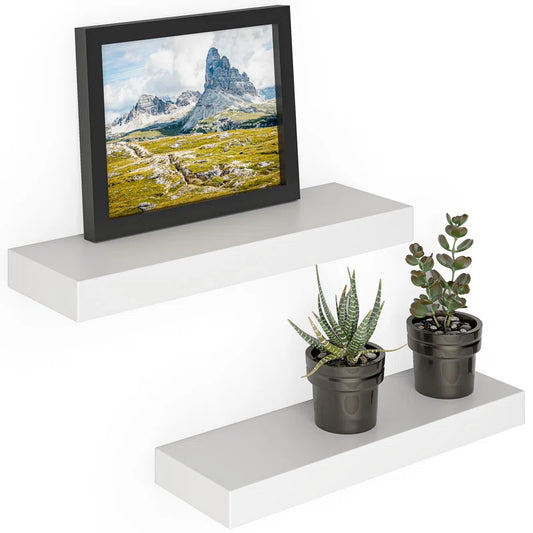 Elbur 23.6 Inch Wide Wood Floating Shelves, Wall Shelf Display Shelves for Bathroom/Kitchen/Bedroom/Living Room