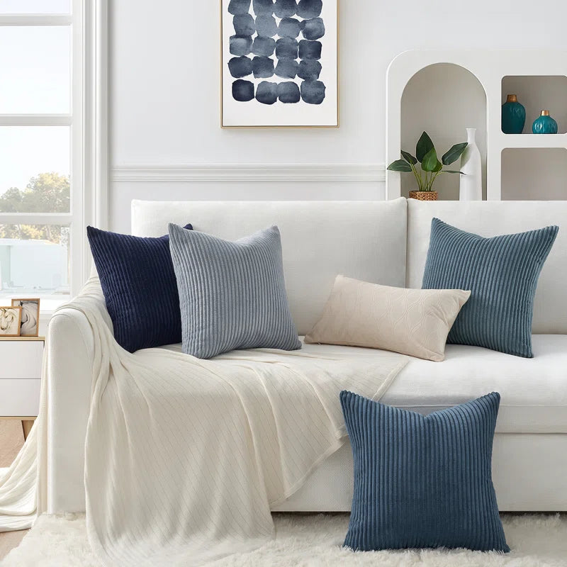 Striped Corduroy Pillow Cover Square Modern Gradient Pillow Cases for Sofa, Decorative Cushion Cover