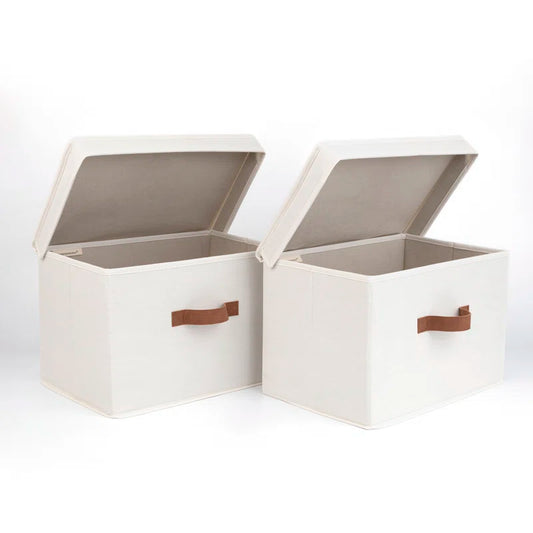 Set of 2 Storage Fabric Boxes with Lids