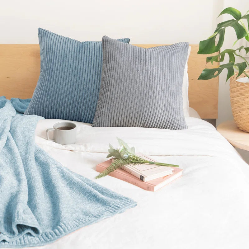 Striped Corduroy Pillow Cover Square Modern Gradient Pillow Cases for Sofa, Decorative Cushion Cover