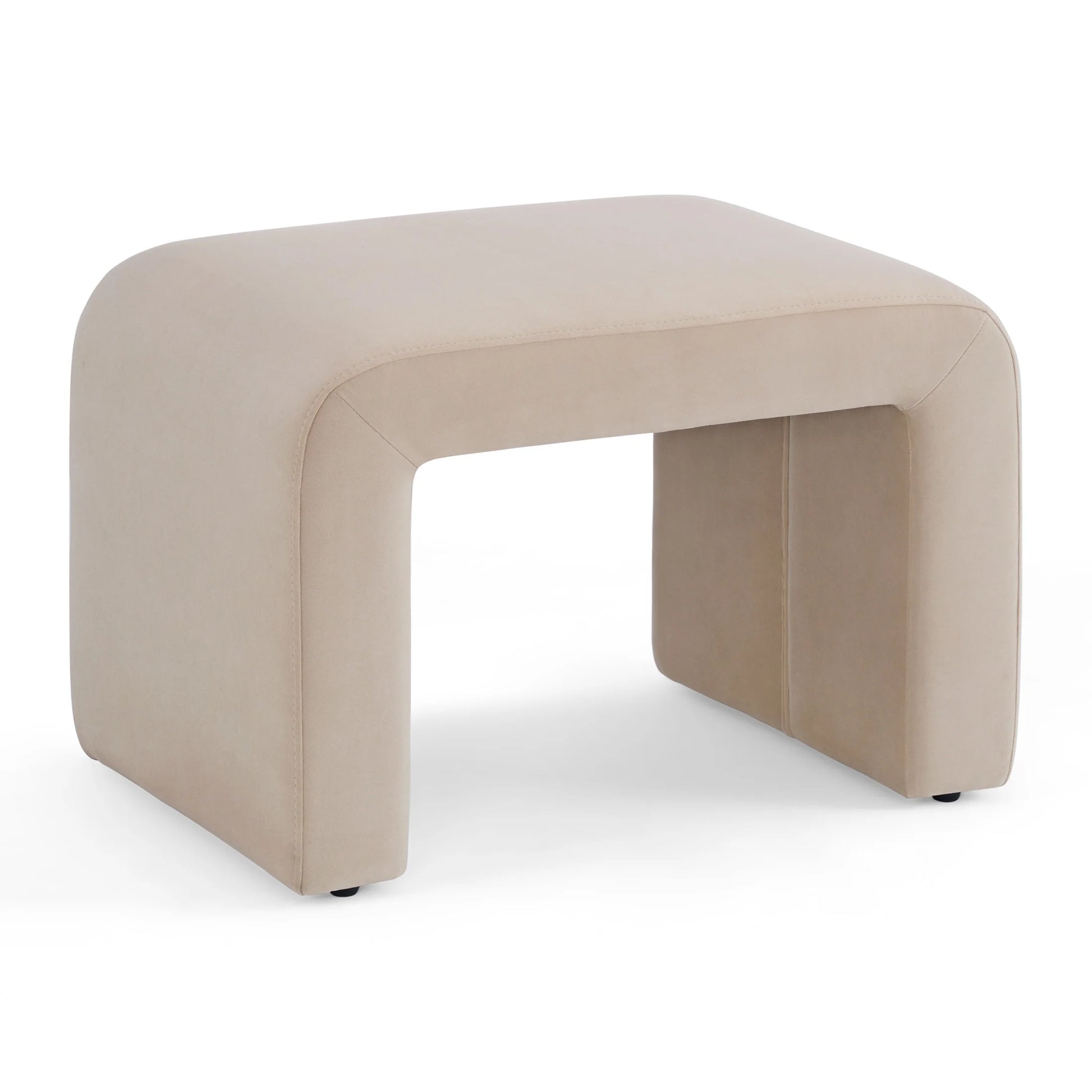 Juliet Velvet Waterfall Ottoman, Beige