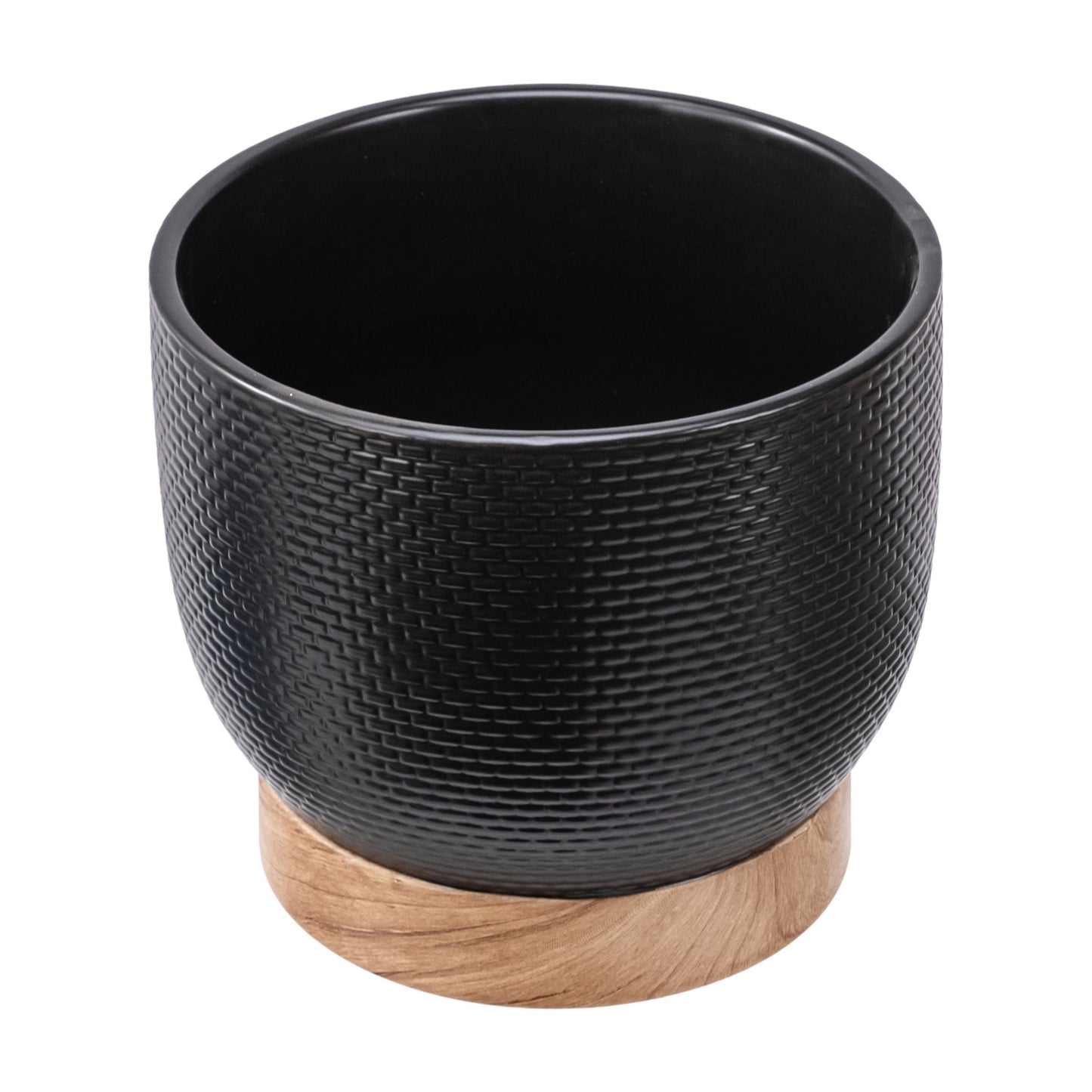 Better Homes and Gardens 8 Inch Channing Woven Black Ceramic Planter