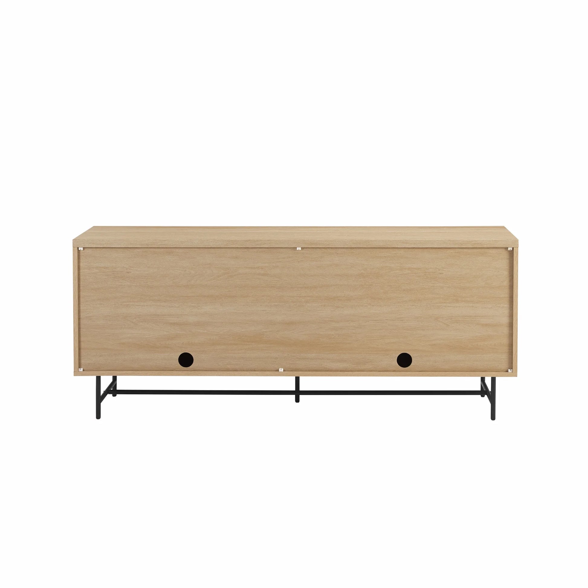 69” Scandinavian 4-Door Reeded-Front TV Stand for Tvs up to 75", Coastal Oak/Black