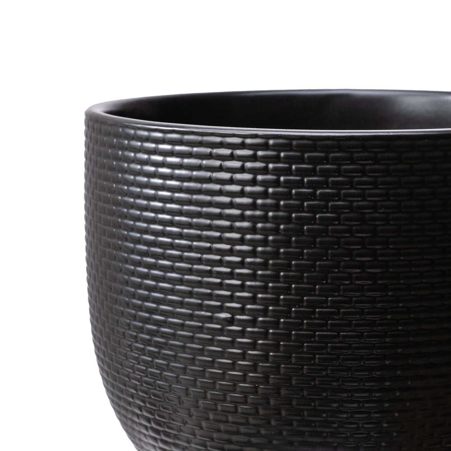 Better Homes and Gardens 8 Inch Channing Woven Black Ceramic Planter