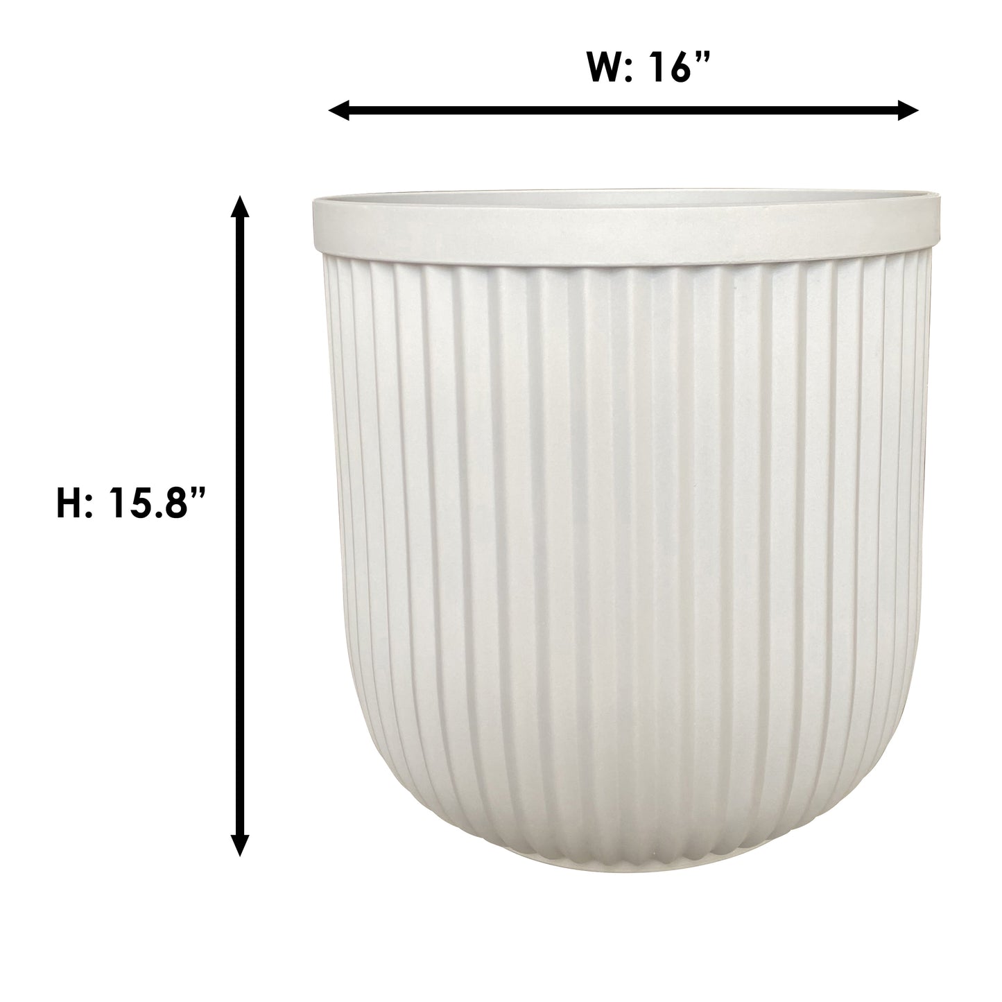 16"W X 16"L X 15.8"H Ellan White Resin Plant Pot Planter