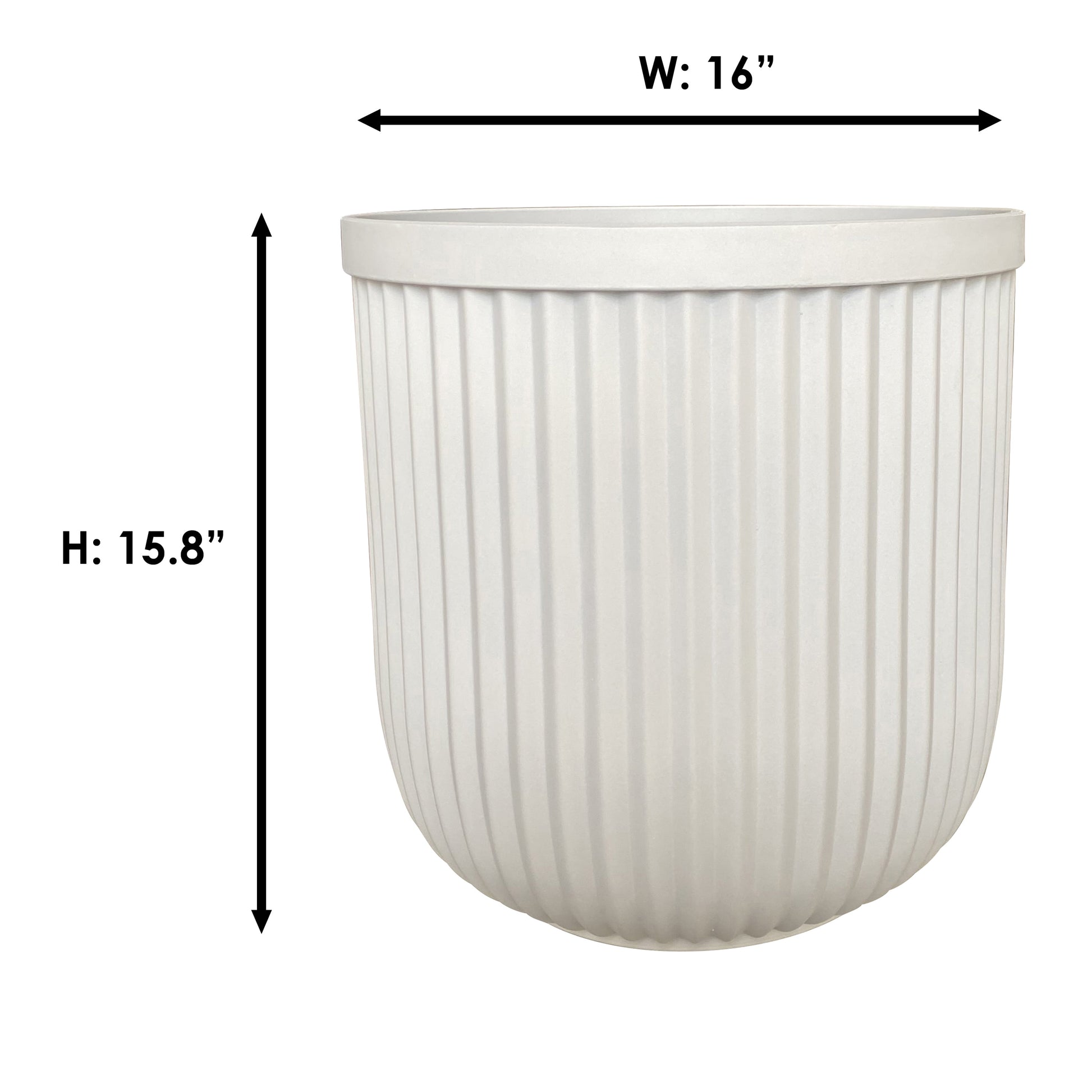 16"W X 16"L X 15.8"H Ellan White Resin Plant Pot Planter