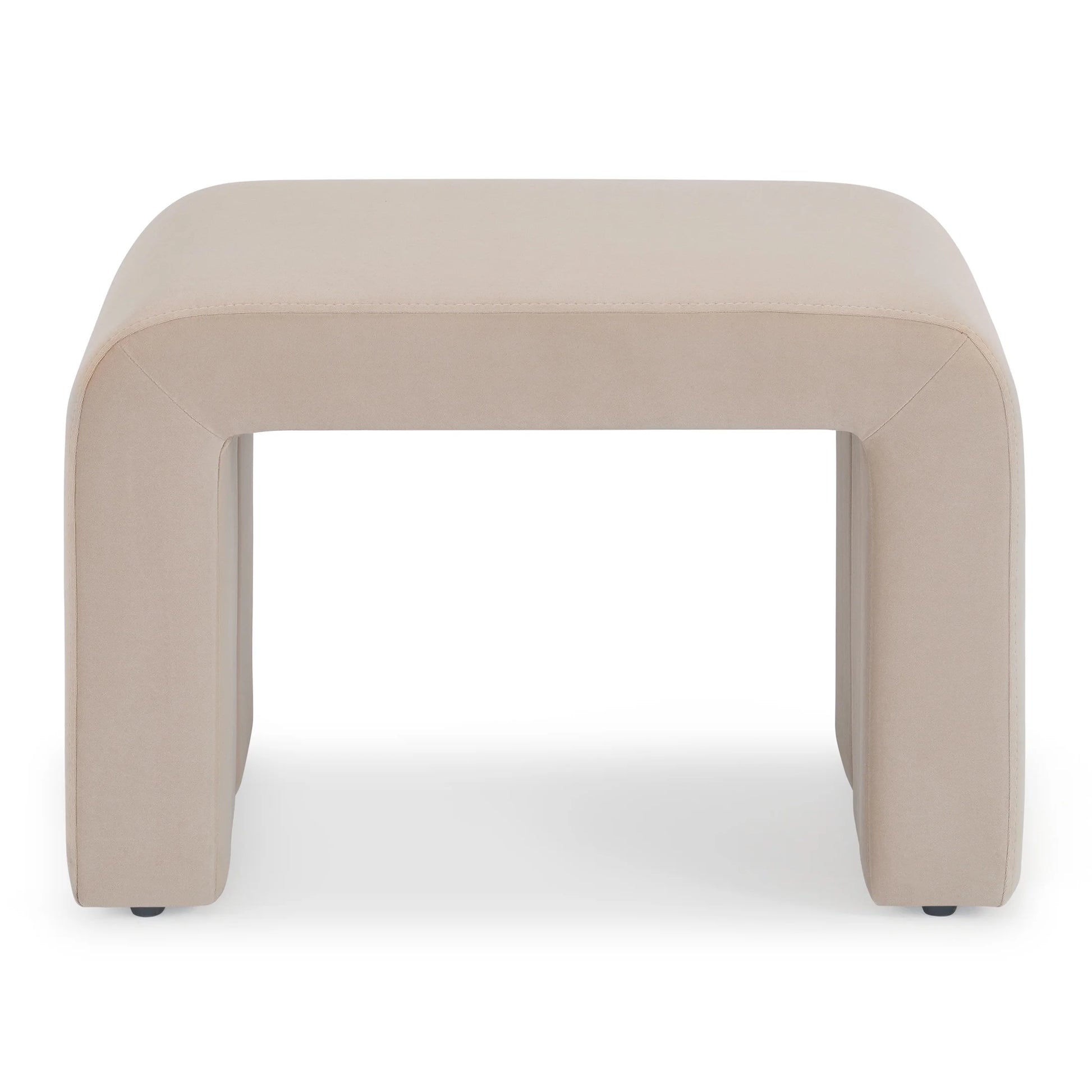 Juliet Velvet Waterfall Ottoman, Beige