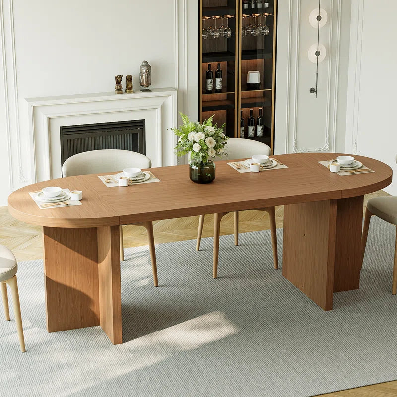 70.87” Modern Oval Kitchen Dining Table for 6 People with Double Robust Pedestal