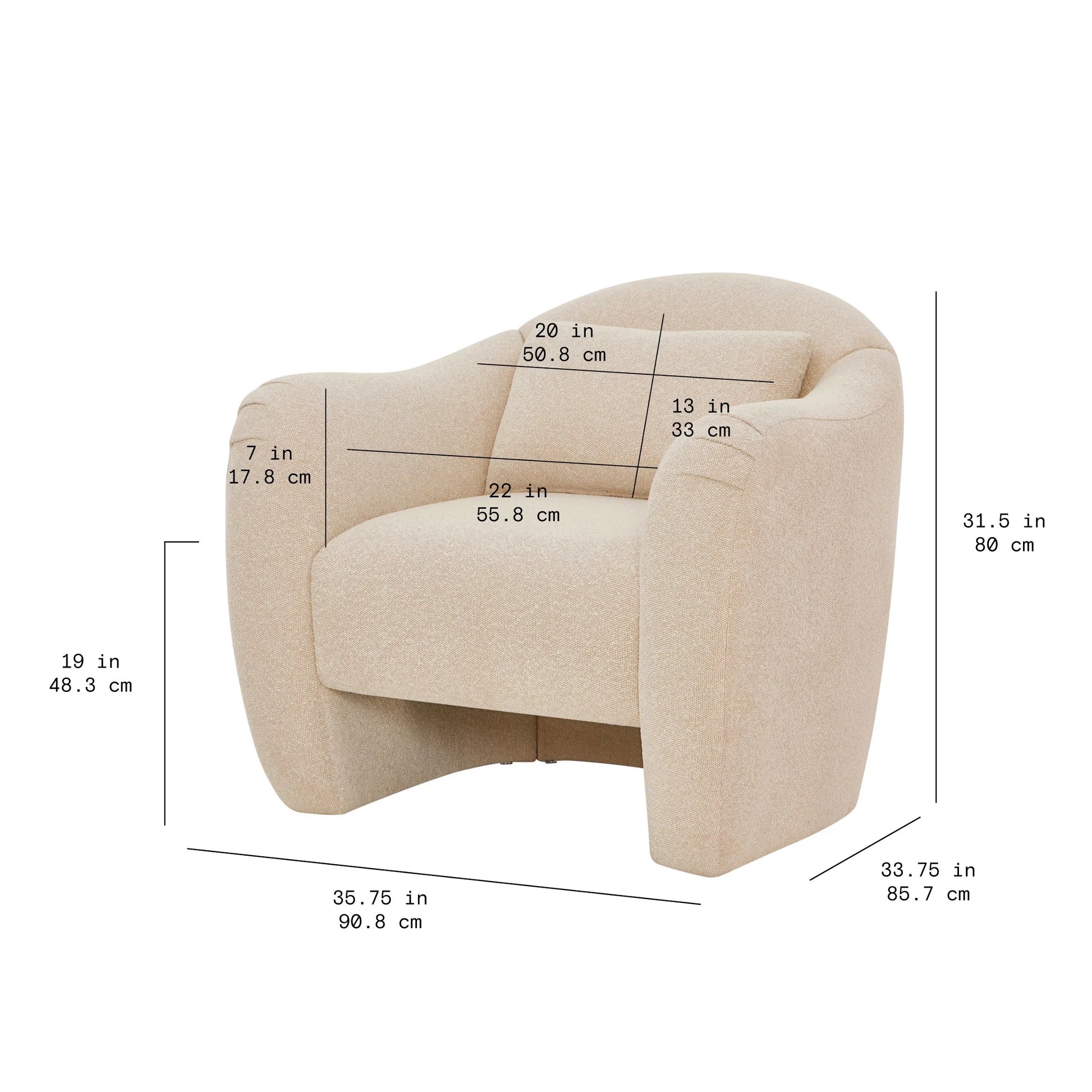 Barrymore Teddy Accent Chair by Drew Barrymore, Cream Tweed
