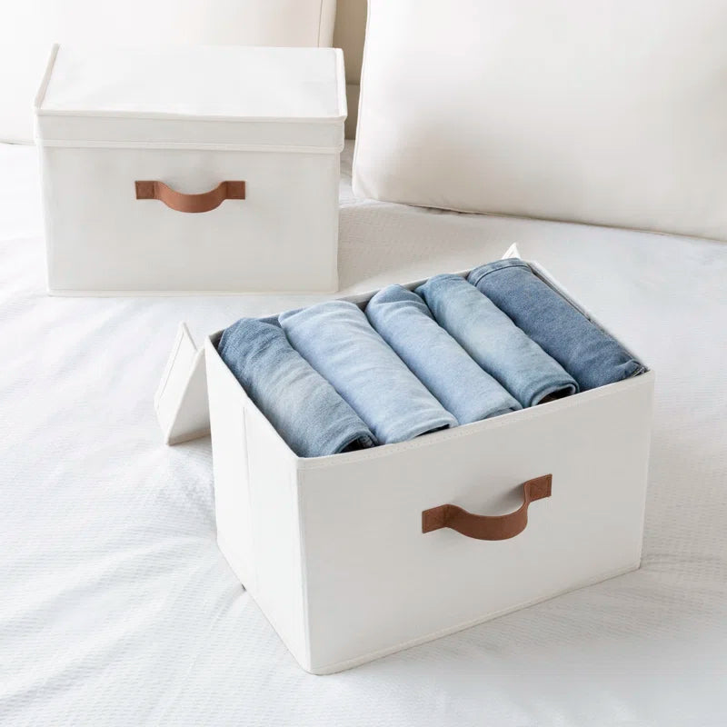 Set of 2 Storage Fabric Boxes with Lids