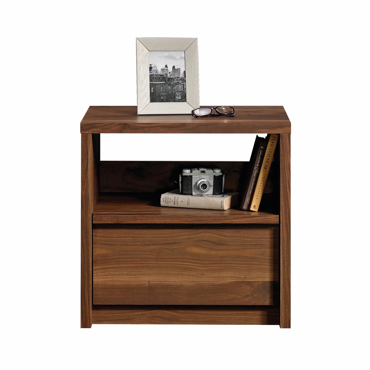 Better Homes and Gardens Montclair Nightstand with Drawer, Vintage Walnut Finish