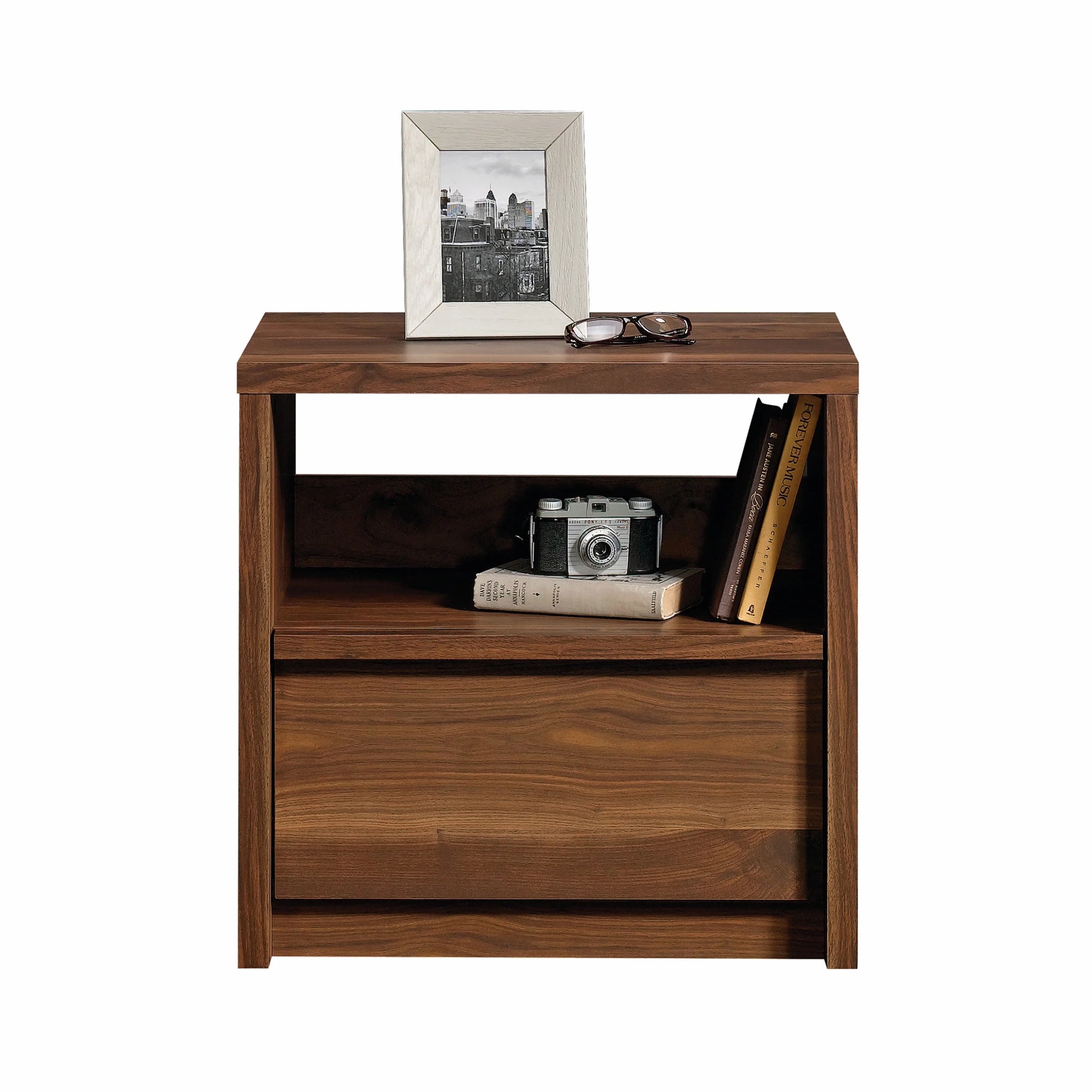 Better Homes and Gardens Montclair Nightstand with Drawer, Vintage Walnut Finish