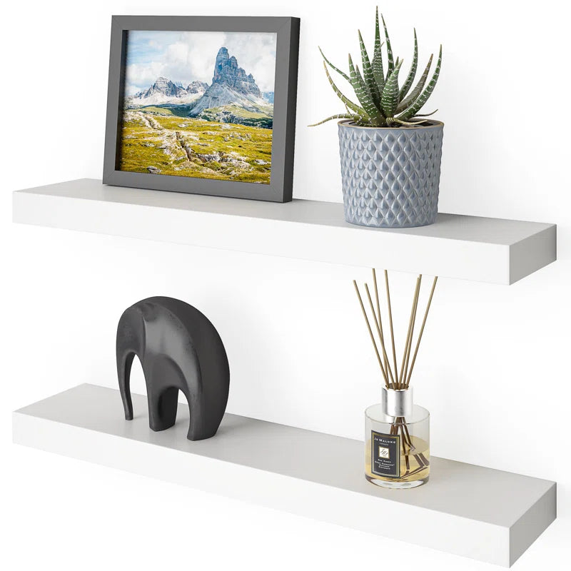 Elbur 23.6 Inch Wide Wood Floating Shelves, Wall Shelf Display Shelves for Bathroom/Kitchen/Bedroom/Living Room