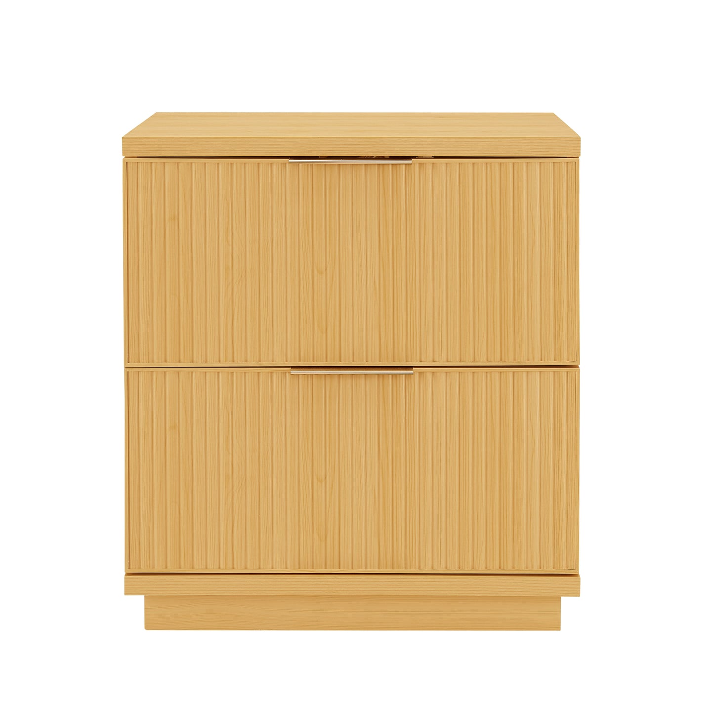 Lillian Fluted 2-Drawer Nightstand with USB, Natural Pine