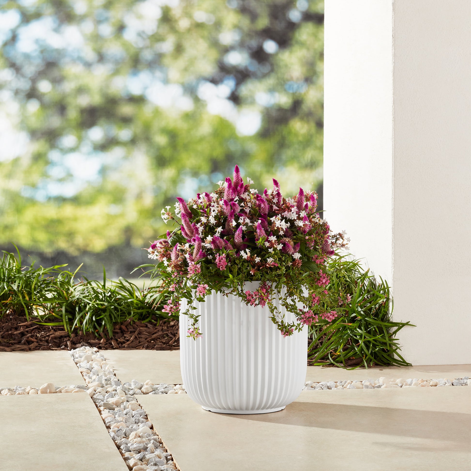 16"W X 16"L X 15.8"H Ellan White Resin Plant Pot Planter
