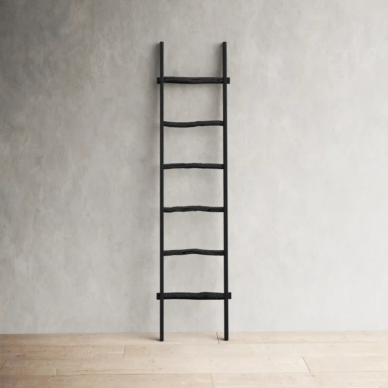 Rustic 6Ft Tall Blanket Ladder, Decorative Freestanding Ladder for Storage - 19" X 2" X 76"