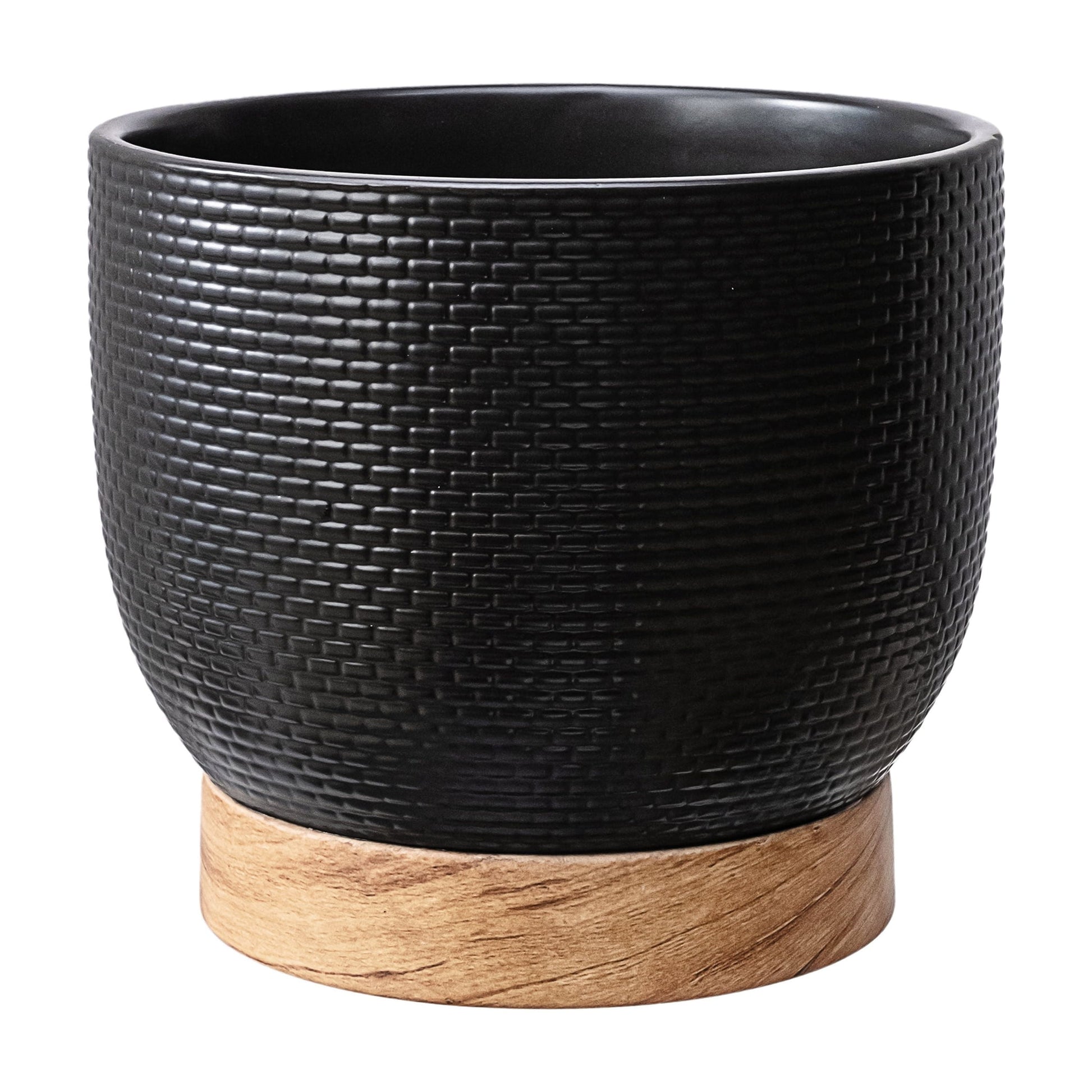 Better Homes and Gardens 8 Inch Channing Woven Black Ceramic Planter