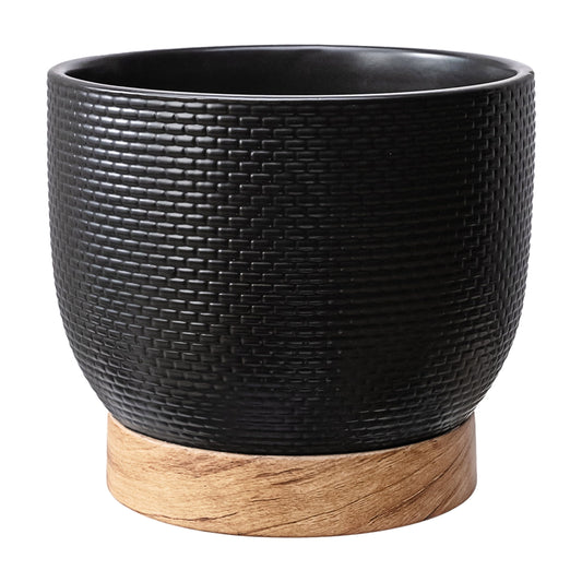 Better Homes and Gardens 8 Inch Channing Woven Black Ceramic Planter