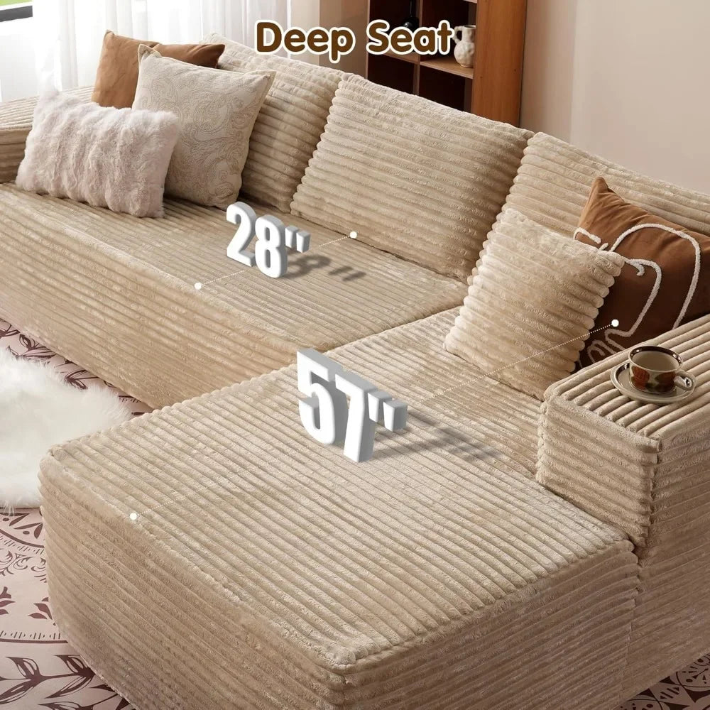 104" Cloud Sectional Couch with L-Shape Chaise,Modern Modular Sofa with Deep Seat, Upholstered Couches for Living Room Bedroom, Black