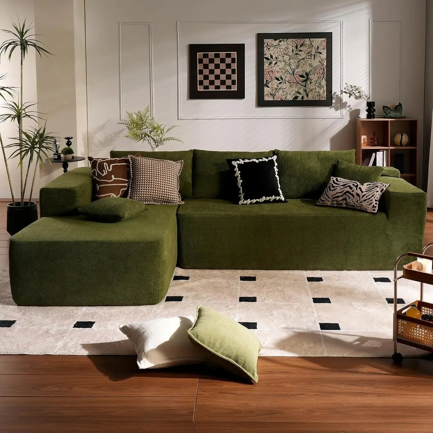 104" Cloud Sectional Couch with L-Shape Chaise,Modern Modular Sofa with Deep Seat, Upholstered Couches for Living Room Bedroom, Black