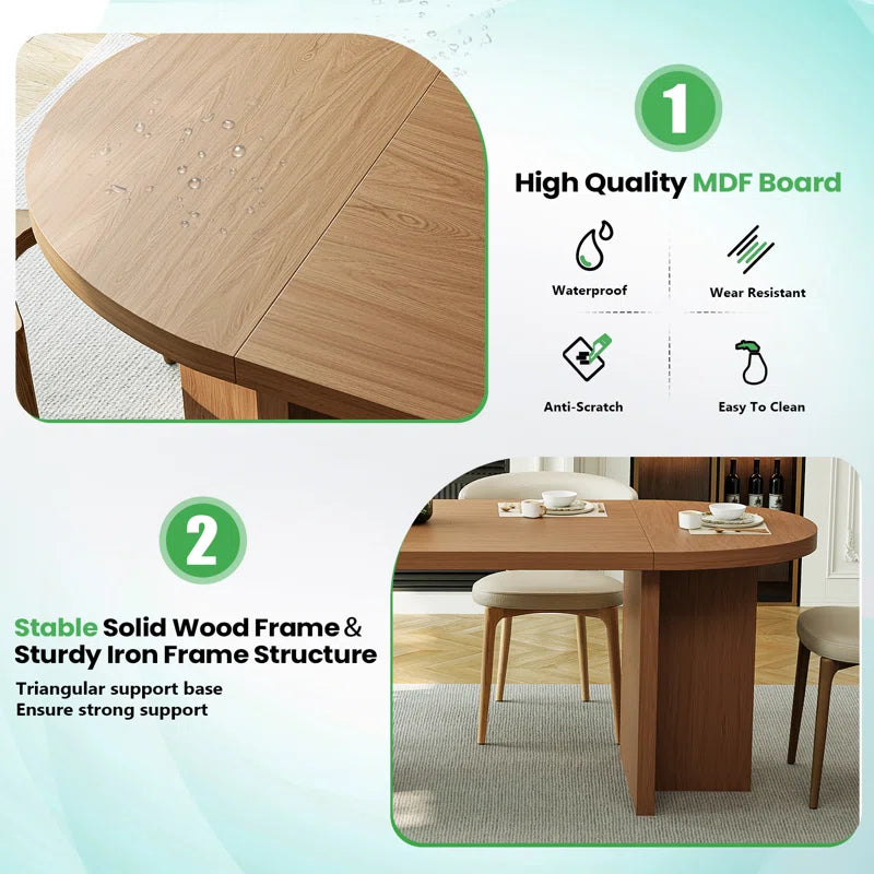 70.87” Modern Oval Kitchen Dining Table for 6 People with Double Robust Pedestal