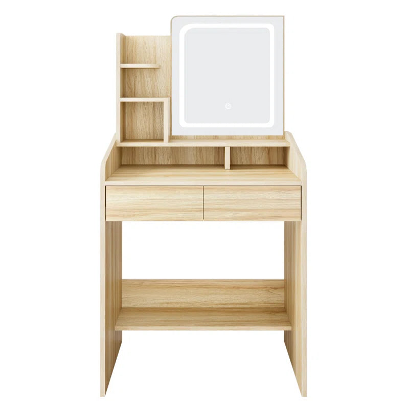 Small Vanity Desk with Square Lighted Mirror