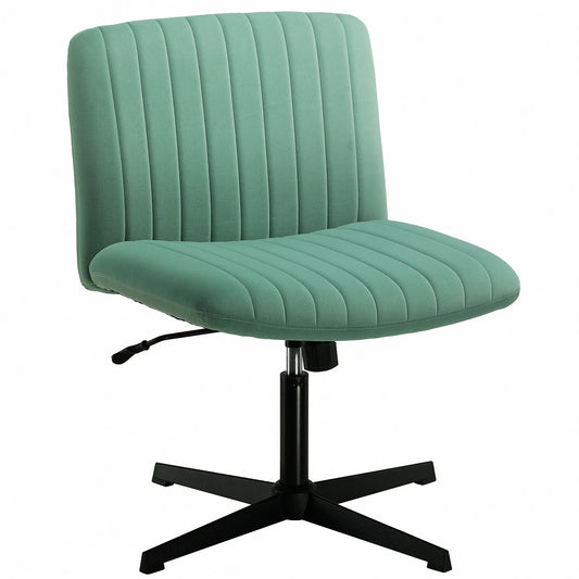 Oversized Wide Seat Channel Upholstered Office Criss-Cross Chair, Velvet Green Sage