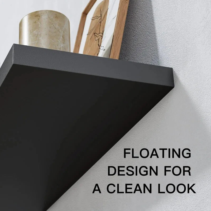 Elbur 23.6 Inch Wide Wood Floating Shelves, Wall Shelf Display Shelves for Bathroom/Kitchen/Bedroom/Living Room