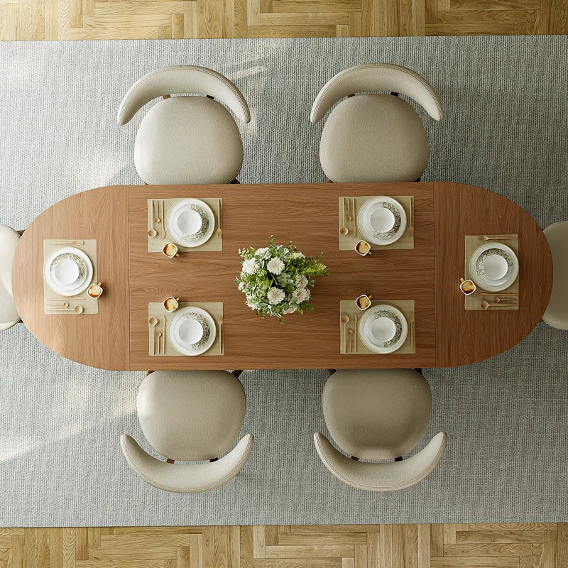 70.87” Modern Oval Kitchen Dining Table for 6 People with Double Robust Pedestal