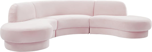 628Pink-Sectional Rosa Collection Modern | Contemporary Velvet Upholstered Sectional