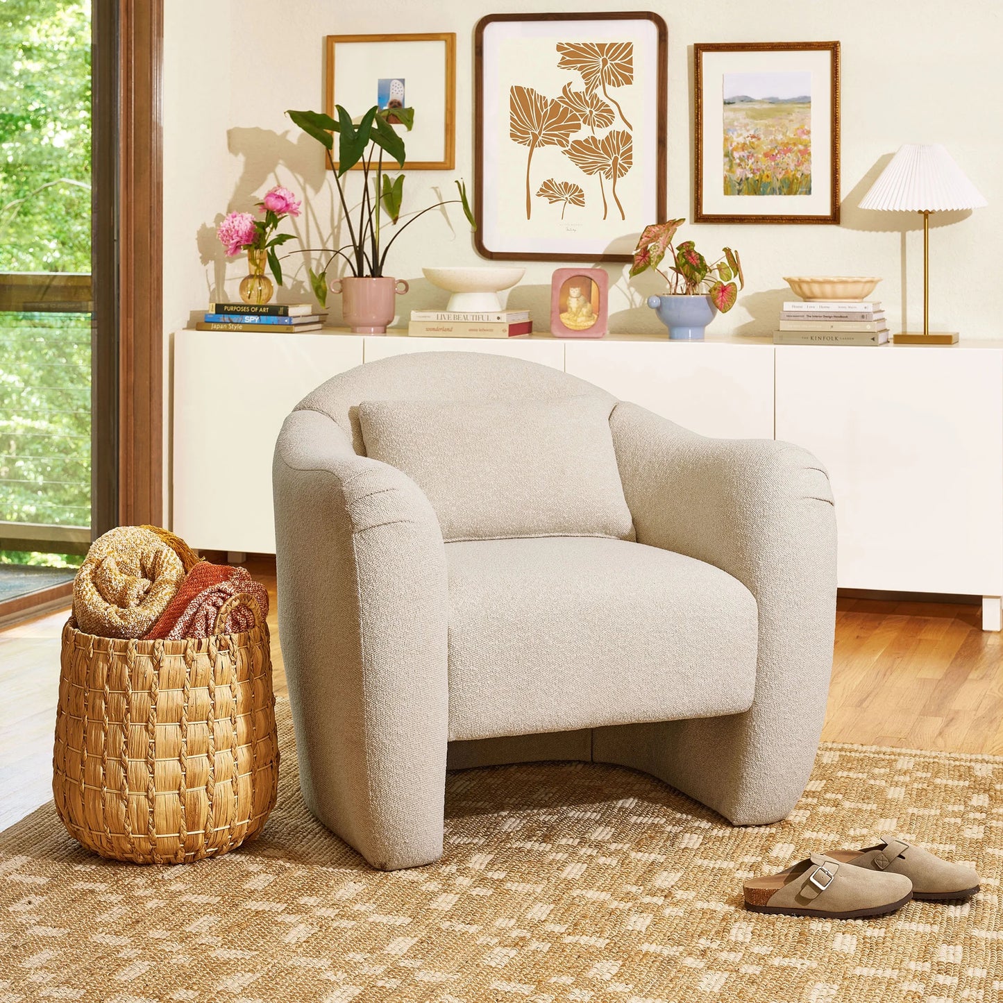 Barrymore Teddy Accent Chair by Drew Barrymore, Cream Tweed