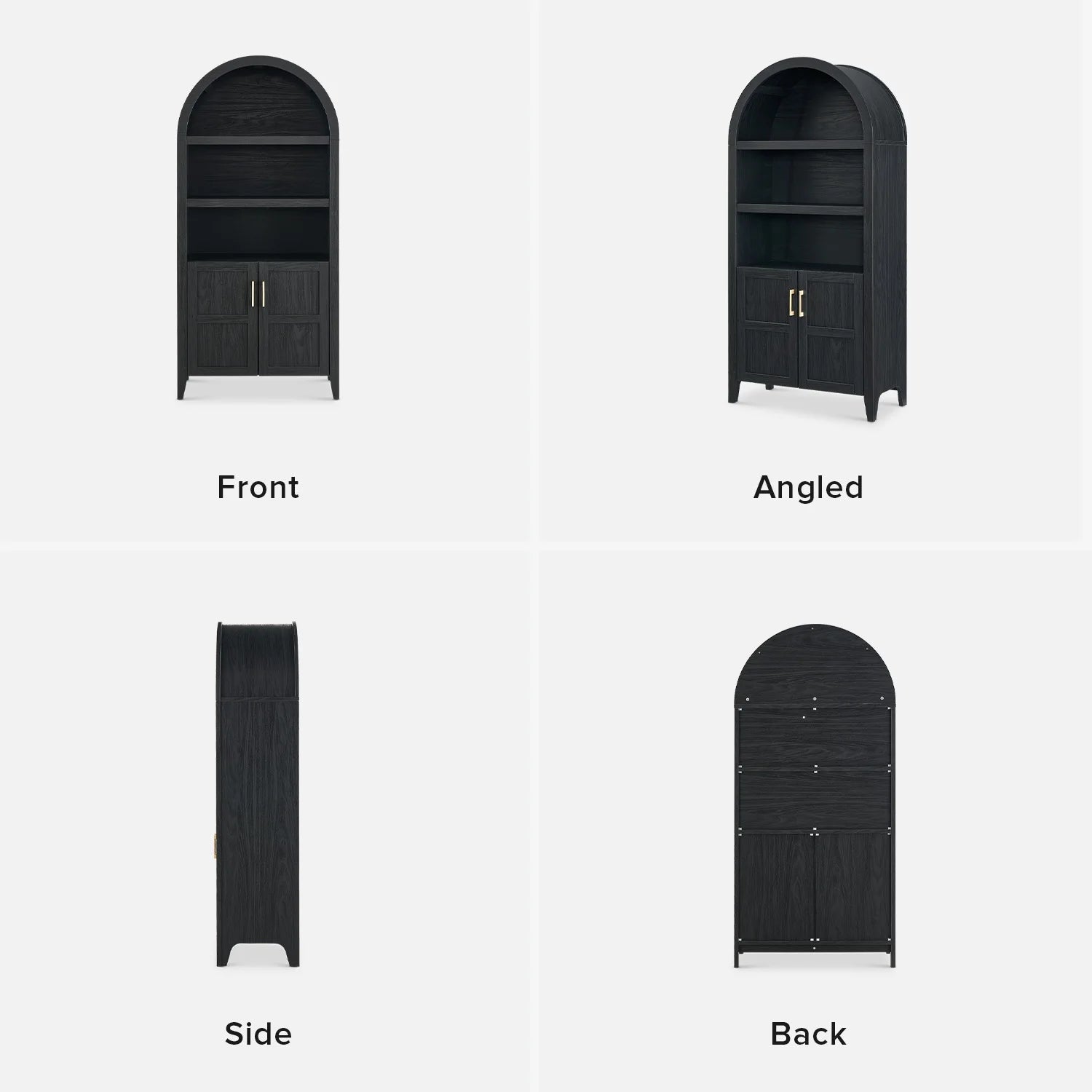 Arched Lauren 5-Tier Standard Bookcase Medium Density Fiberboard, Black