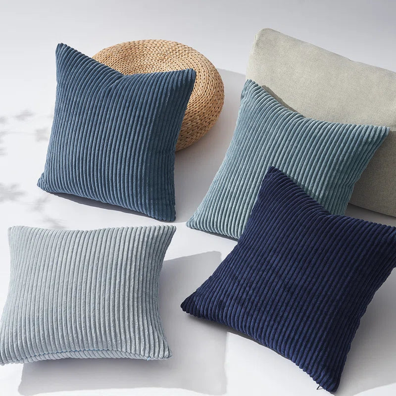 Striped Corduroy Pillow Cover Square Modern Gradient Pillow Cases for Sofa, Decorative Cushion Cover